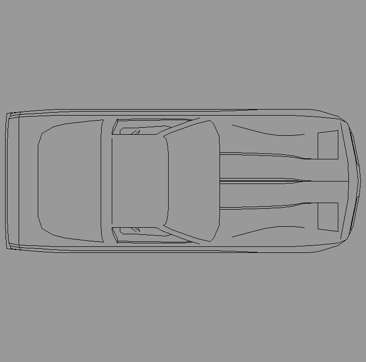 Bloque Autocad Vista de Coche Corvette Bibliot. 2D-3D en Planta